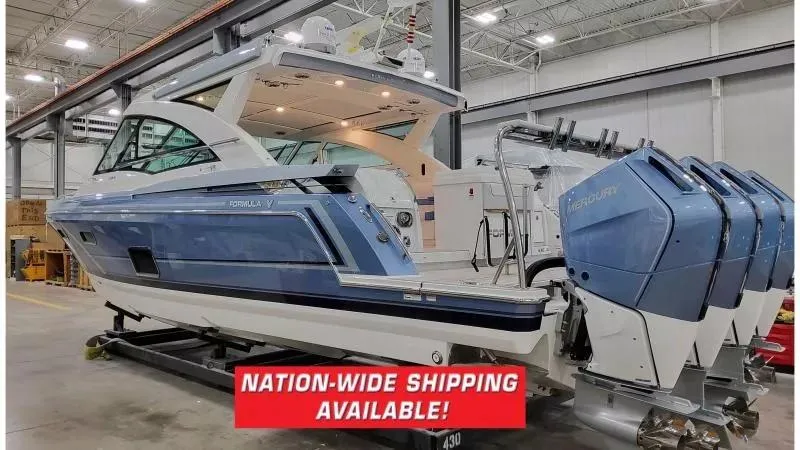 Slide: The Image of 2024 Formula 430 All Sport Crossover boat in showroom, nationwide shipping available. - 1