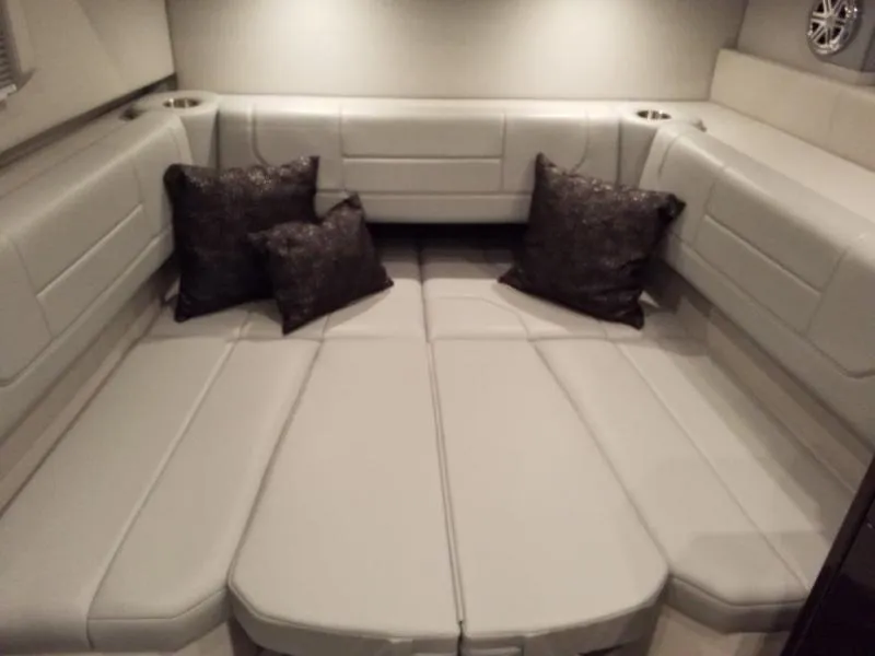 Slide: The Image of Luxurious interior of 2019 Formula 430 Super Sport Crossover with plush seating and cushions. - 12