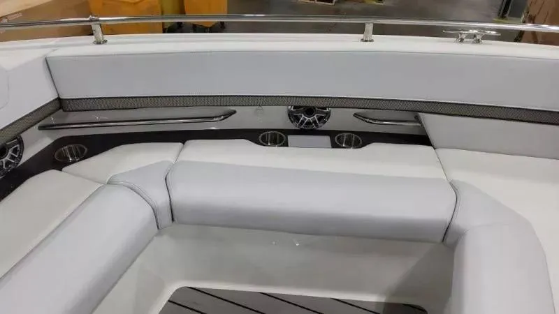 Slide: The Image of 2023 Formula 380 Super Sport Crossover OB interior with sleek seating and modern design. - 13