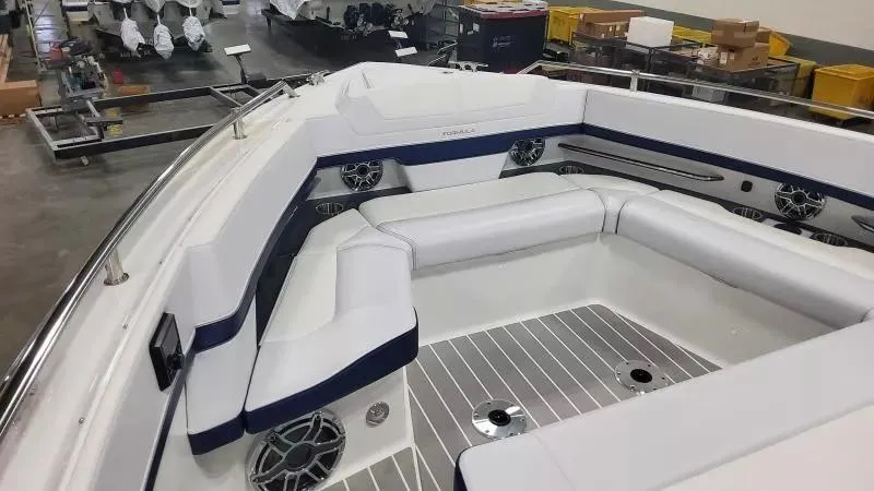 Slide: The Image of 2024 Formula 380 Super Sport Crossover OB interior with luxurious seating and modern design. - 15