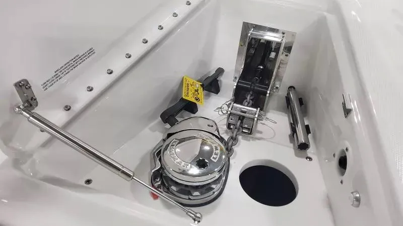 Slide: The Image of 2024 Formula 380 Super Sport Crossover OB anchor system with winch and chain. - 16