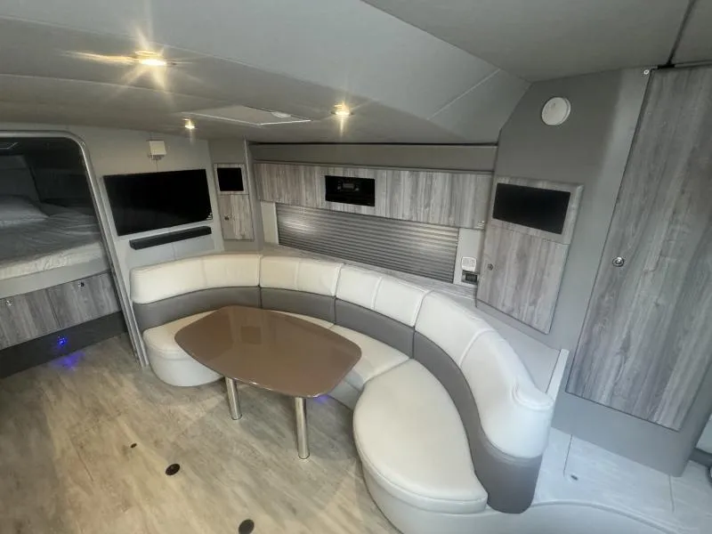 Slide: The Image of 2023 Formula Boats 40 PC interior with modern seating and sleek design. - 13