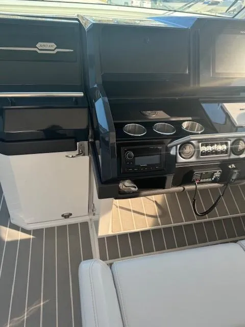 Slide: The Image of 2020 Formula Boats 380 SSC cockpit with modern controls and sleek design. - 18