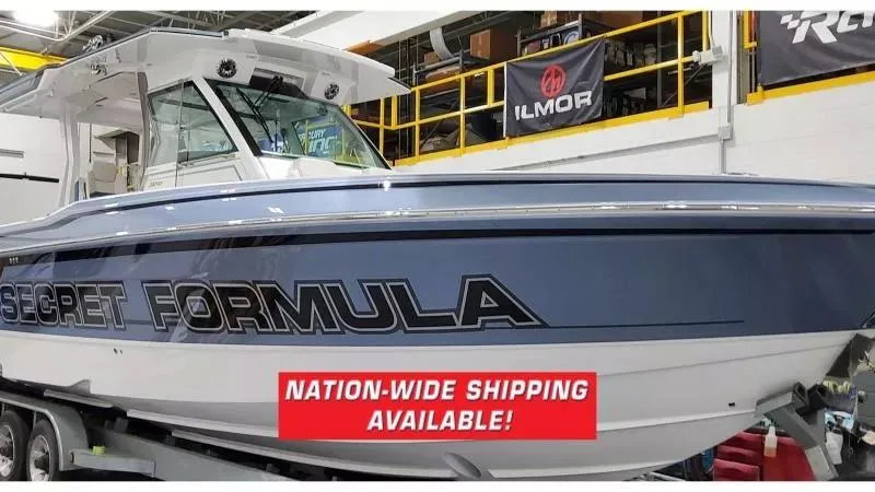 Slide: The Image of 2025 Formula 387 Center Console Fish boat in showroom, nationwide shipping available. - 1