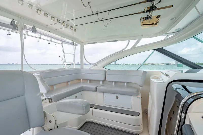 Slide: The Image of 2006 Tiara Yachts 4200 Open interior with spacious seating and ocean view. - 42