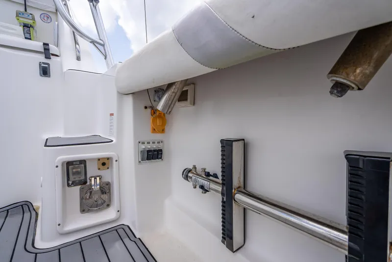 Slide: The Image of 2006 Tiara Yachts 4200 Open cockpit detail with storage and equipment. - 59