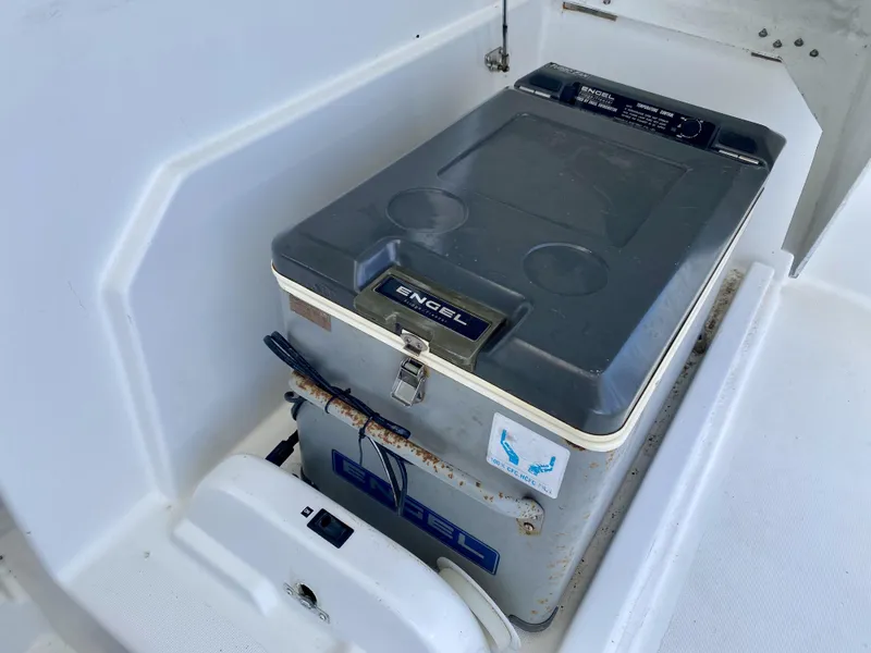 Slide: The Image of Engel cooler on 2007 Lagoon 380 S2 yacht deck, secured with a latch. - 36