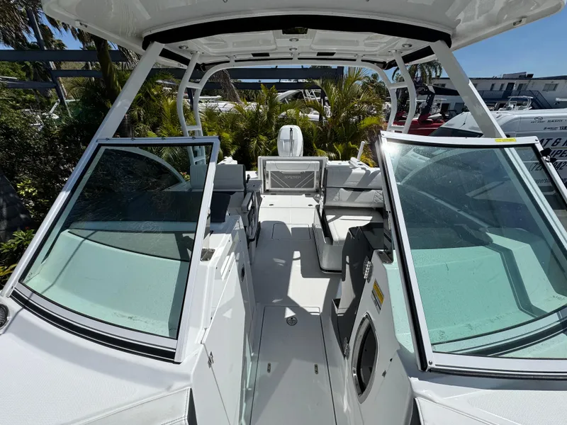 Slide: The Image of 2022 Blackfin 252 DC boat interior with open cockpit and seating area. - 42