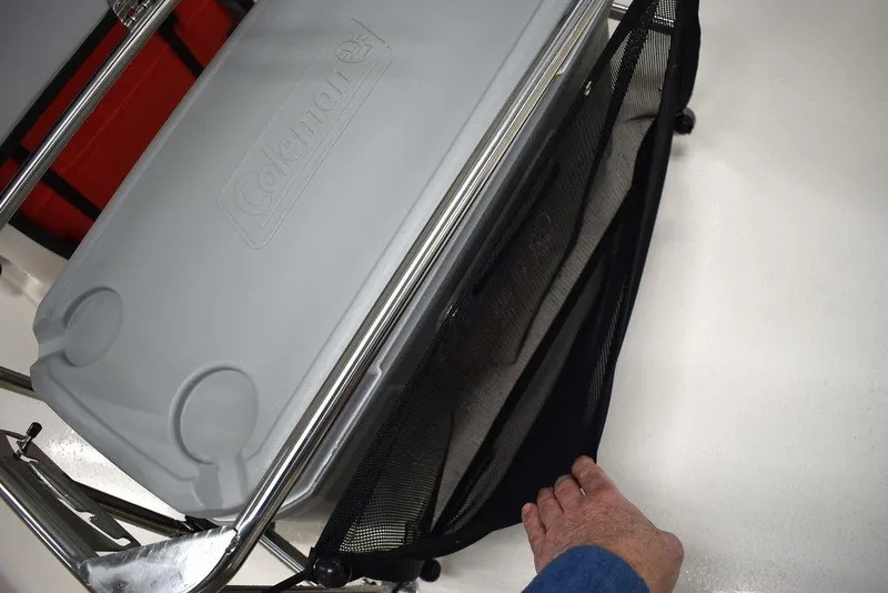 Slide: The Image of 2025 Carolina Skiff E20 JVX Center Console with cooler and storage net. - 22