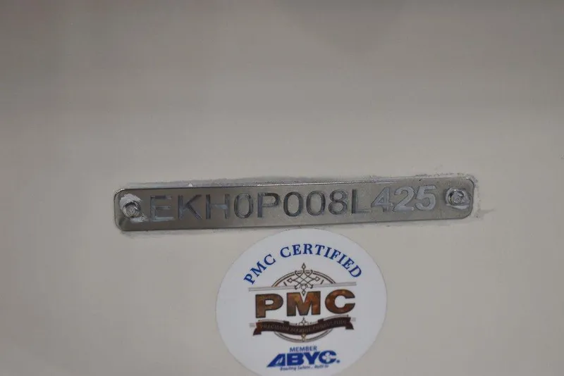 Slide: The Image of PMC certified Carolina Skiff E20 JVX Center Console 2025 identification plate. - 38