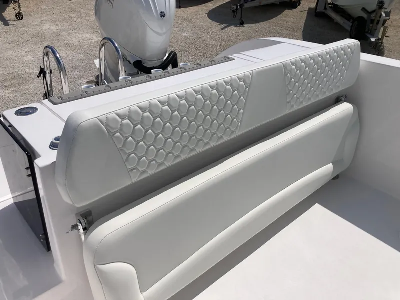 Slide: The Image of 2025 Twin Vee 240GFX boat seating with quilted upholstery design. - 13