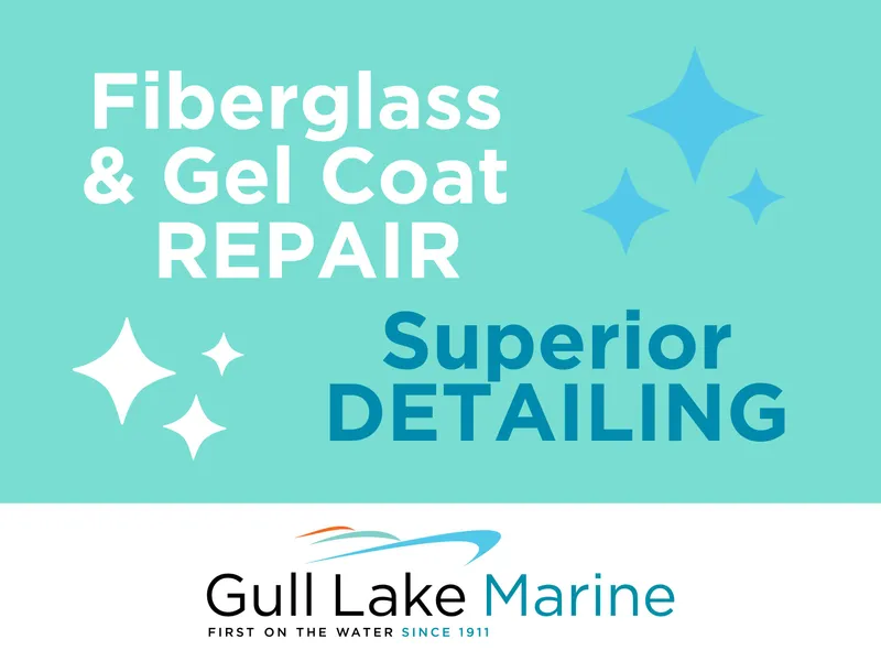 Slide: The Image of Fiberglass and gel coat repair, superior detailing by Gull Lake Marine, established 1911. - 38
