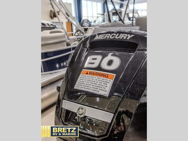 Slide: The Image of Mercury 90 horsepower outboard motor at Bretz RV & Marine showroom, 2025 A-Series A20 LZ DH. - 7