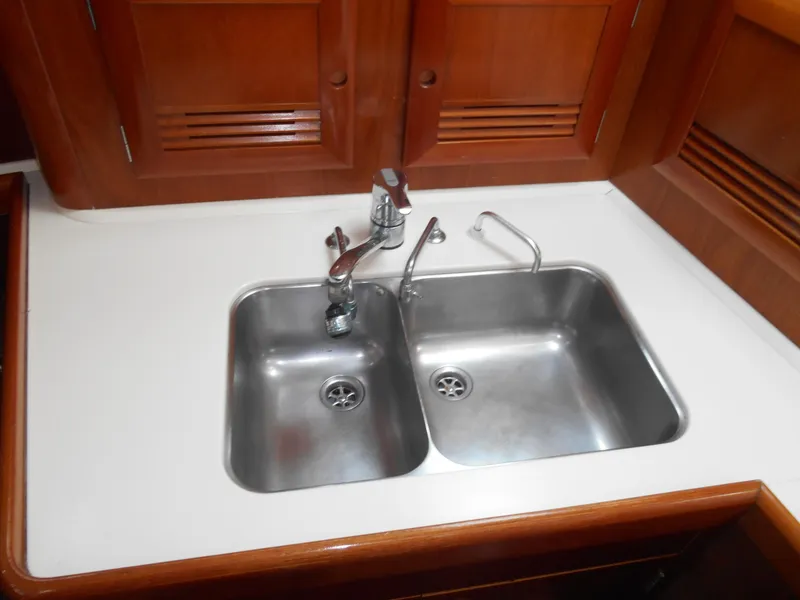 Slide: The Image of Double stainless steel sink in Beneteau Oceanis 50 yacht kitchen, 2000 model. - 33
