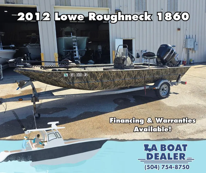 Slide: The Image of 2012 Lowe Roughneck 1860CC boat on trailer at LA Boat Dealer. Financing available. - 0