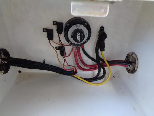 Slide: The Image of Electrical wiring inside a 2007 Century 2200 Walkaround boat compartment. - 16
