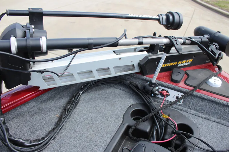 Slide: The Image of 2022 Tracker Pro Team 175 TXW boat with mounted trolling motor. - 32