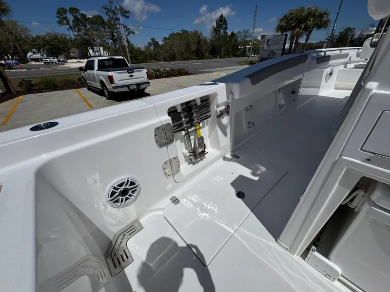 Slide: The Image of 2025 Caymas 291 boat interior with sleek white design and modern features. - 37