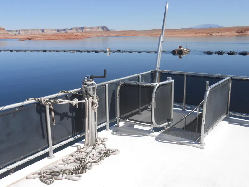 Slide: The Image of Rooftop deck of 2008 Sumerset 7518 houseboat on a serene lake. - 22