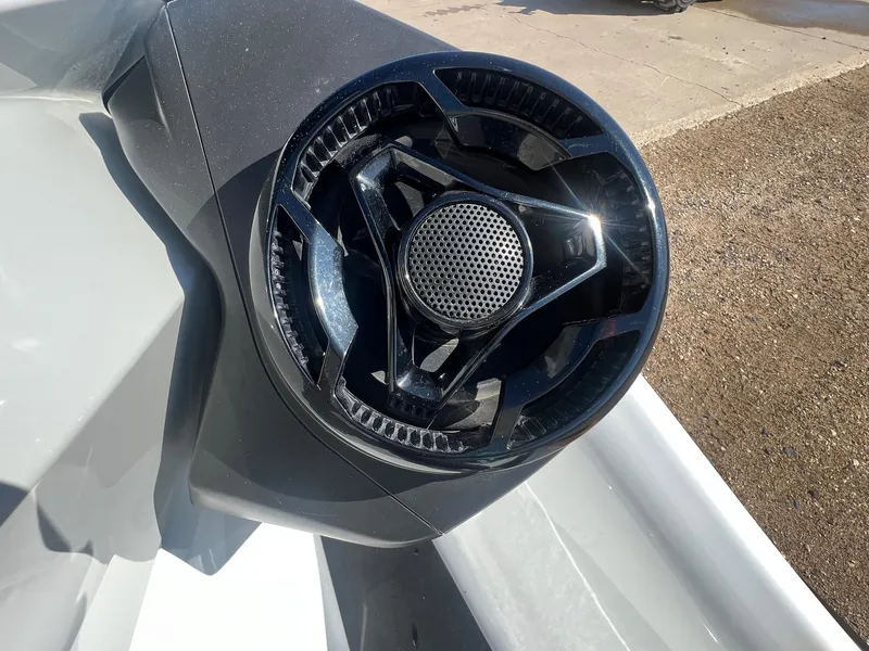 Slide: The Image of Close-up of 2019 Sea-Doo Fish Pro 155 jet ski speaker detail. - 12