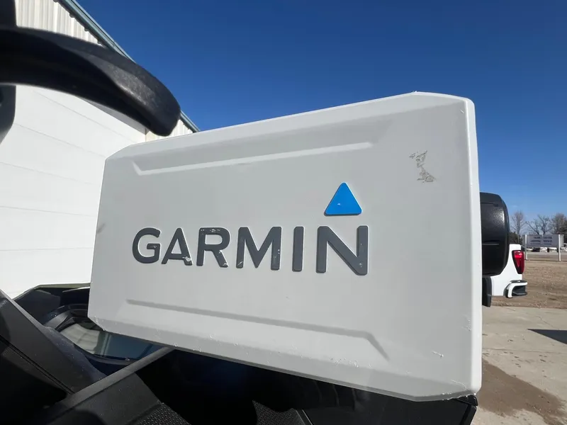 Slide: The Image of Garmin device on 2019 Sea-Doo Fish Pro 155, outdoor setting, clear blue sky. - 6