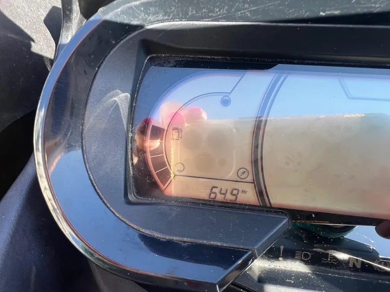 Slide: The Image of Close-up of 2019 Sea-Doo Fish Pro 155 dashboard showing 649 hours. - 9