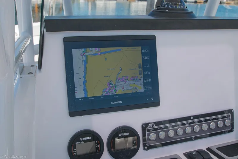 Slide: The Image of Dashboard of 2021 Sea Fox 248 Commander with Garmin navigation display. - 13
