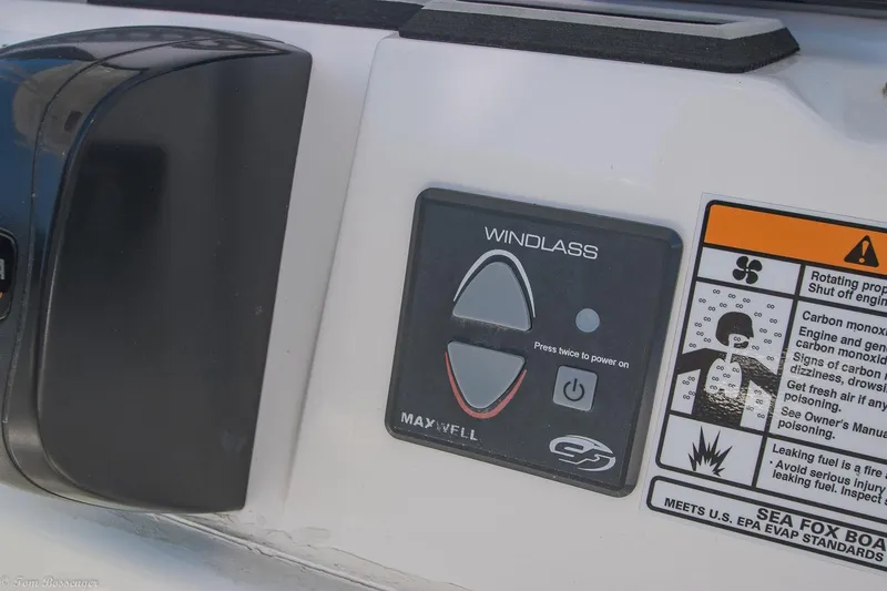 Slide: The Image of Control panel of a 2021 Sea Fox 248 Commander boat with windlass system. - 16