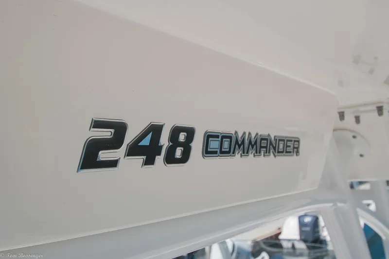Slide: The Image of Sea Fox 248 Commander 2021 model logo on boat exterior. - 30