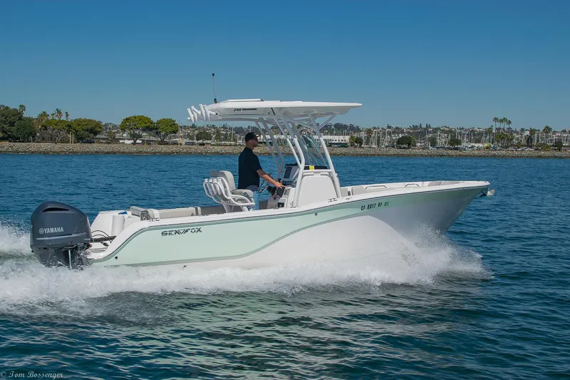 Slide: The Image of 2021 Sea Fox 248 Commander boat cruising on a sunny day with Yamaha engine. - 41