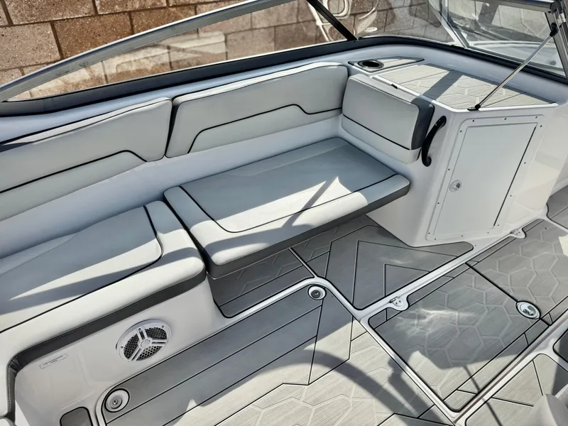 Slide: The Image of 2022 Yamaha Boats AR 190 interior seating with sleek design and modern features. - 19