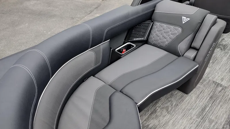 Slide: The Image of Luxurious seating in the 2025 Viaggio Diamante, featuring sleek black and gray upholstery. - 15
