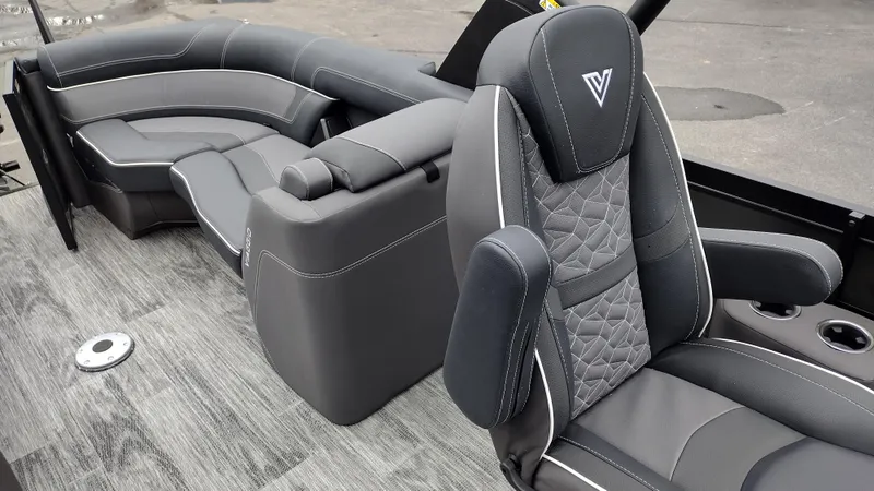 Slide: The Image of Luxurious interior of 2025 Viaggio Diamante boat with plush seating and modern design. - 23