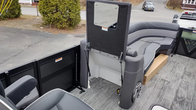 Slide: The Image of 2025 Viaggio Diamante boat interior with gray seating and modern design elements. - 27