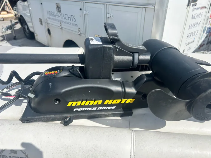 Slide: The Image of Minn Kota Power Drive trolling motor on a 2005 Stingray 195 FX boat. - 24