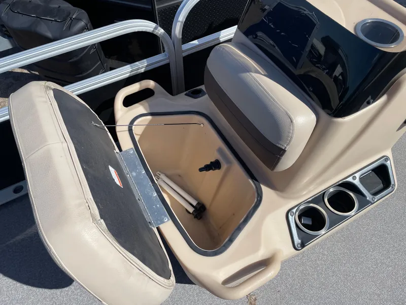 Slide: The Image of Sun Tracker BB18 boat seat storage compartment with cup holders, 2017 model. - 9