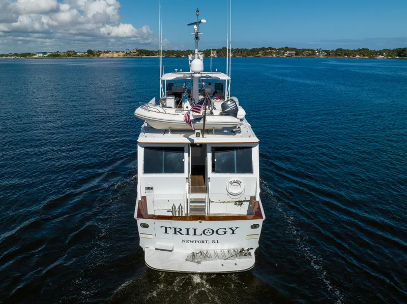 Slide: The Image of 1985 Cheoy Lee 90 Motor Yacht "Trilogy" on open water, Newport, R.I. - 7