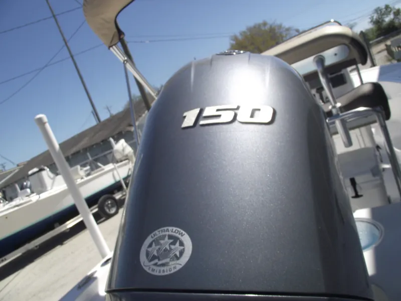 Slide: The Image of Outboard motor on 2022 Tidewater 1910 Bay Max boat, featuring a 150 horsepower engine. - 5