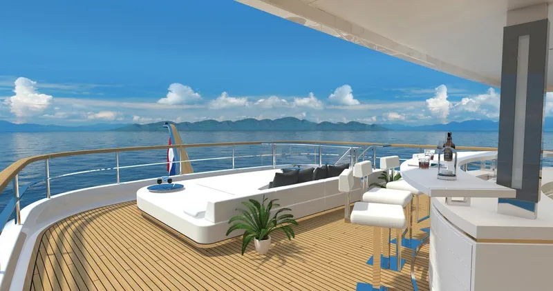 Slide: The Image of Luxurious 2026 Prime Megayacht NEXT with elegant deck and ocean view. - 10