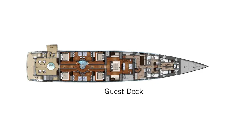 Slide: The Image of Guest deck layout of 2026 Prime Megayacht Platform NEXT, featuring luxurious accommodations. - 20