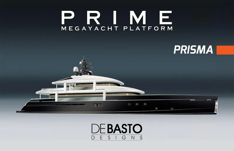 The Image of Prime Megayacht Platform PRISMA 2026 by De Basto Designs, sleek luxury yacht profile. - 0