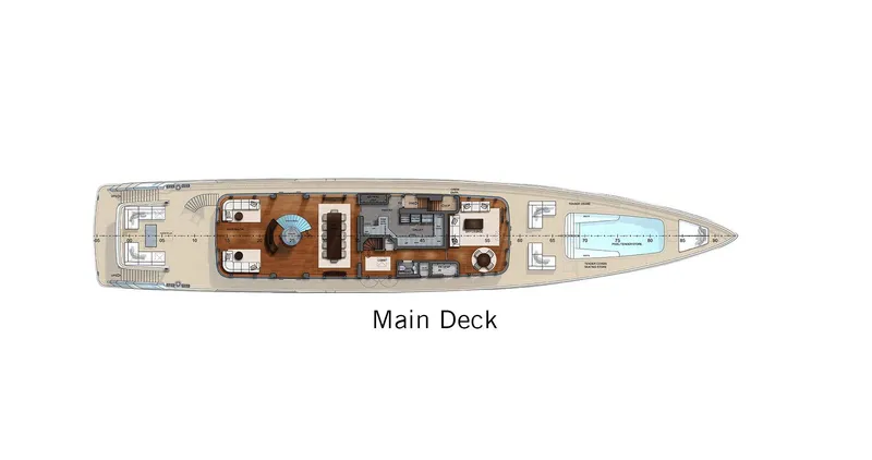 Slide: The Image of Main deck layout of 2026 Prime Megayacht Platform PRISMA, featuring pool and seating areas. - 9