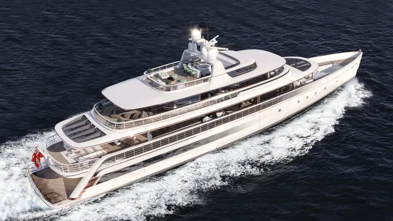 Slide: The Image of Luxurious 2026 Prime Megayacht Maharani cruising on open sea, showcasing sleek design and elegance. - 22