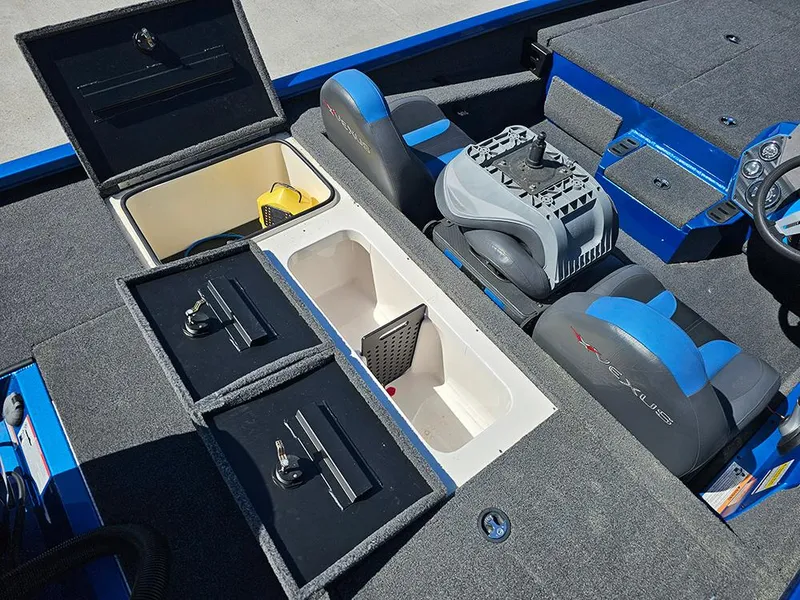 Slide: The Image of 2022 Vexus AVX1880 boat interior with storage compartments and seating. - 11