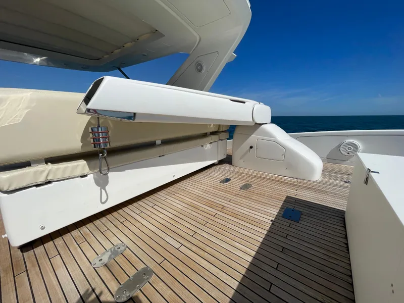 Slide: The Image of Staircase on 2014 Azimut 70 yacht with ocean view and wooden deck. - 36