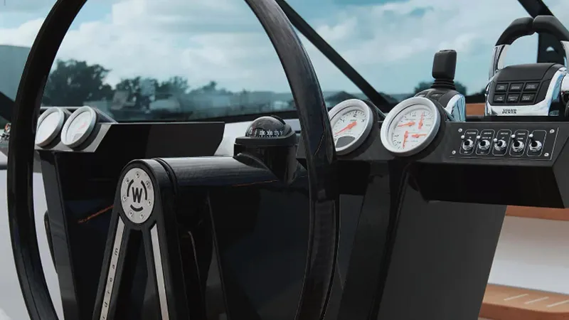 Slide: The Image of Steering console of 2025 Waterdream California 52XT Hardtop with gauges and controls. - 6