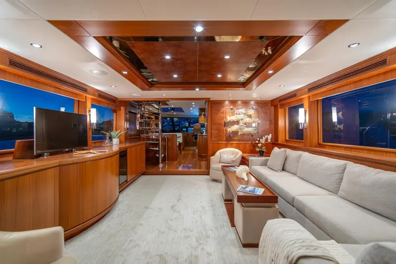 Slide: The Image of Luxurious interior of 2010 Ocean Alexander 80' Motoryacht with elegant wood finishes and modern furnishings. - 19