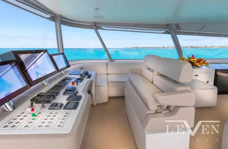 Slide: The Image of Luxurious interior of 2026 Van der Valk LeVen 90 yacht with modern navigation controls. - 11