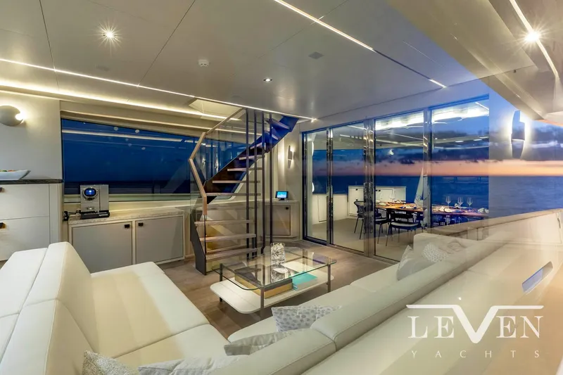 Slide: The Image of Luxurious interior of 2026 Van der Valk LeVen 90 yacht with modern design and ocean view. - 18