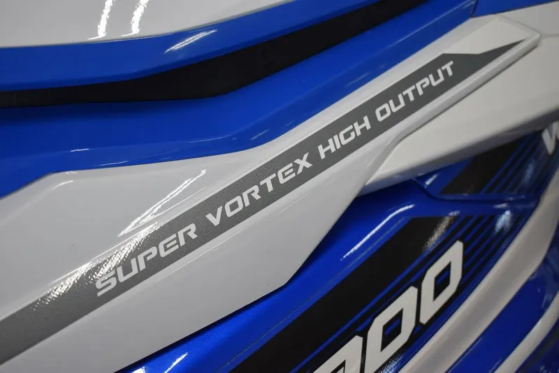 Slide: The Image of 2017 Yamaha WaveRunner GP1800 with Super Vortex High Output engine, blue and white design. - 10